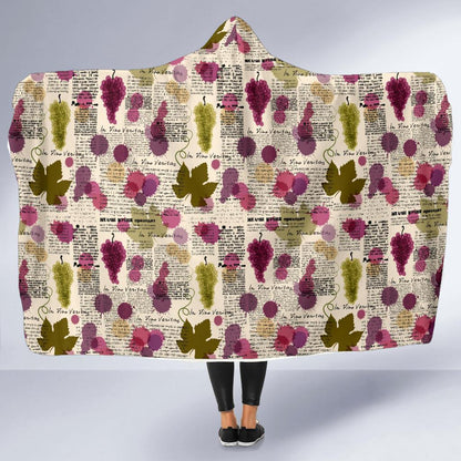 Wine Style Design Print Hooded Blanket-JTAMIGO.COM