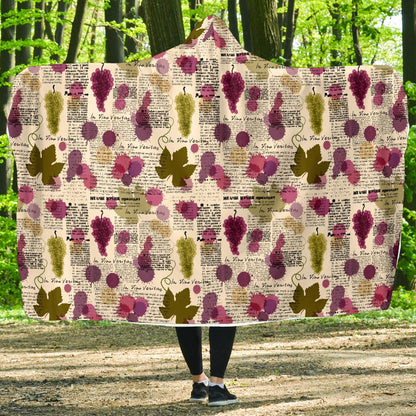 Wine Style Design Print Hooded Blanket-JTAMIGO.COM