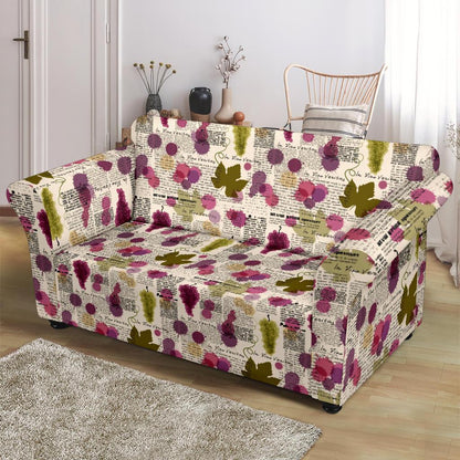 Wine Style Design Print Loveseat Slipcover-JTAMIGO.COM