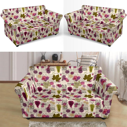Wine Style Design Print Loveseat Slipcover-JTAMIGO.COM