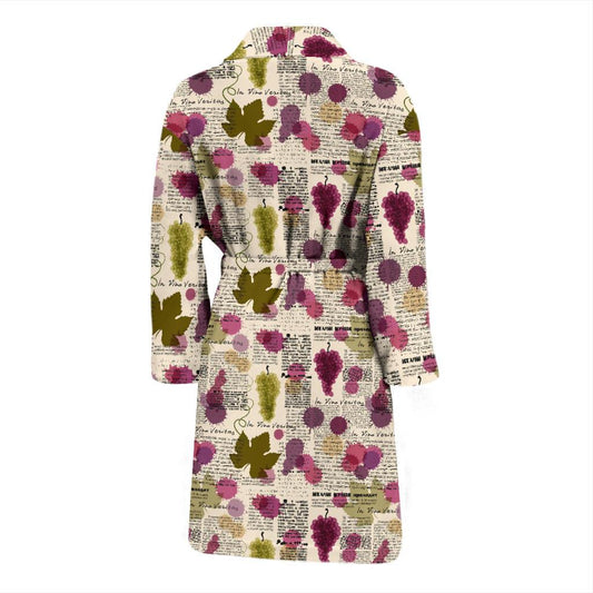 Wine Style Design Print Men Bath Robe-JTAMIGO.COM