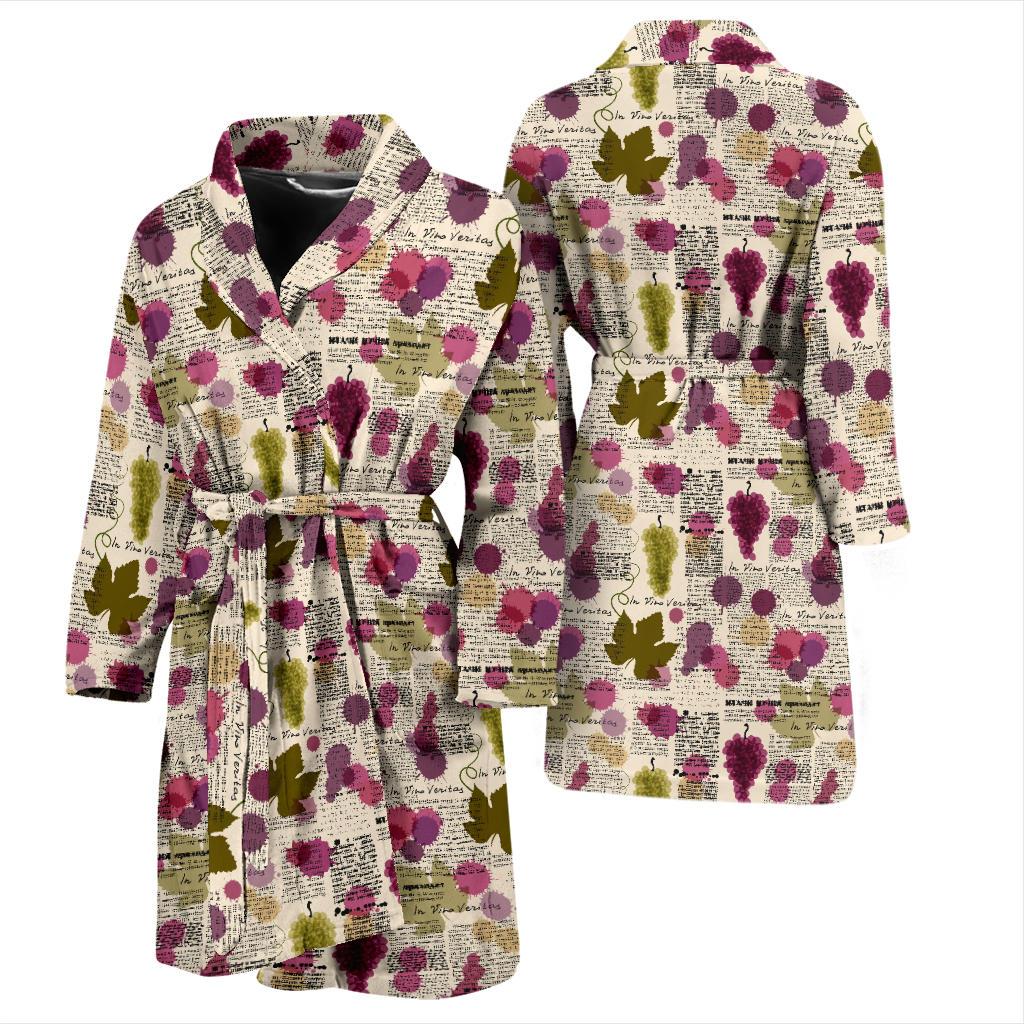 Wine Style Design Print Men Bath Robe-JTAMIGO.COM