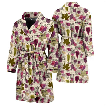 Wine Style Design Print Men Bath Robe-JTAMIGO.COM