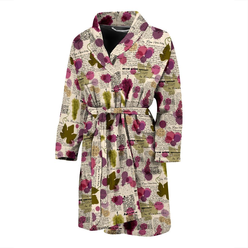 Wine Style Design Print Men Bath Robe-JTAMIGO.COM
