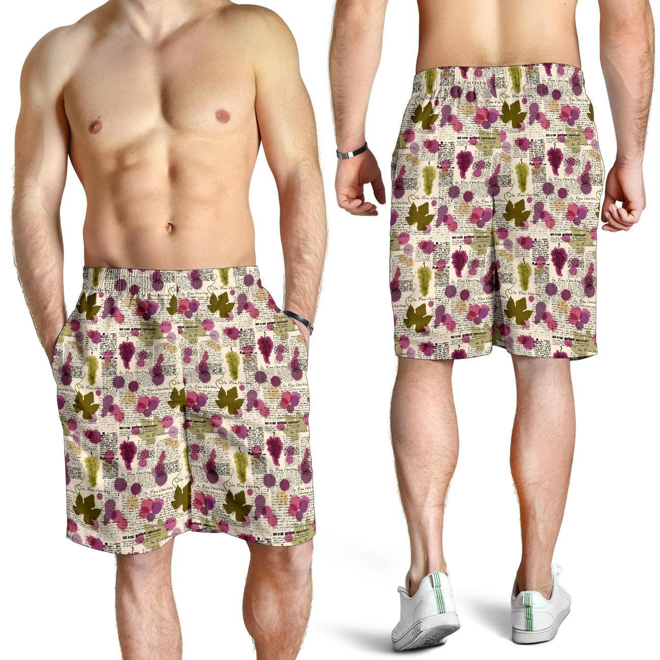 Wine Style Design Print Mens Shorts-JTAMIGO.COM