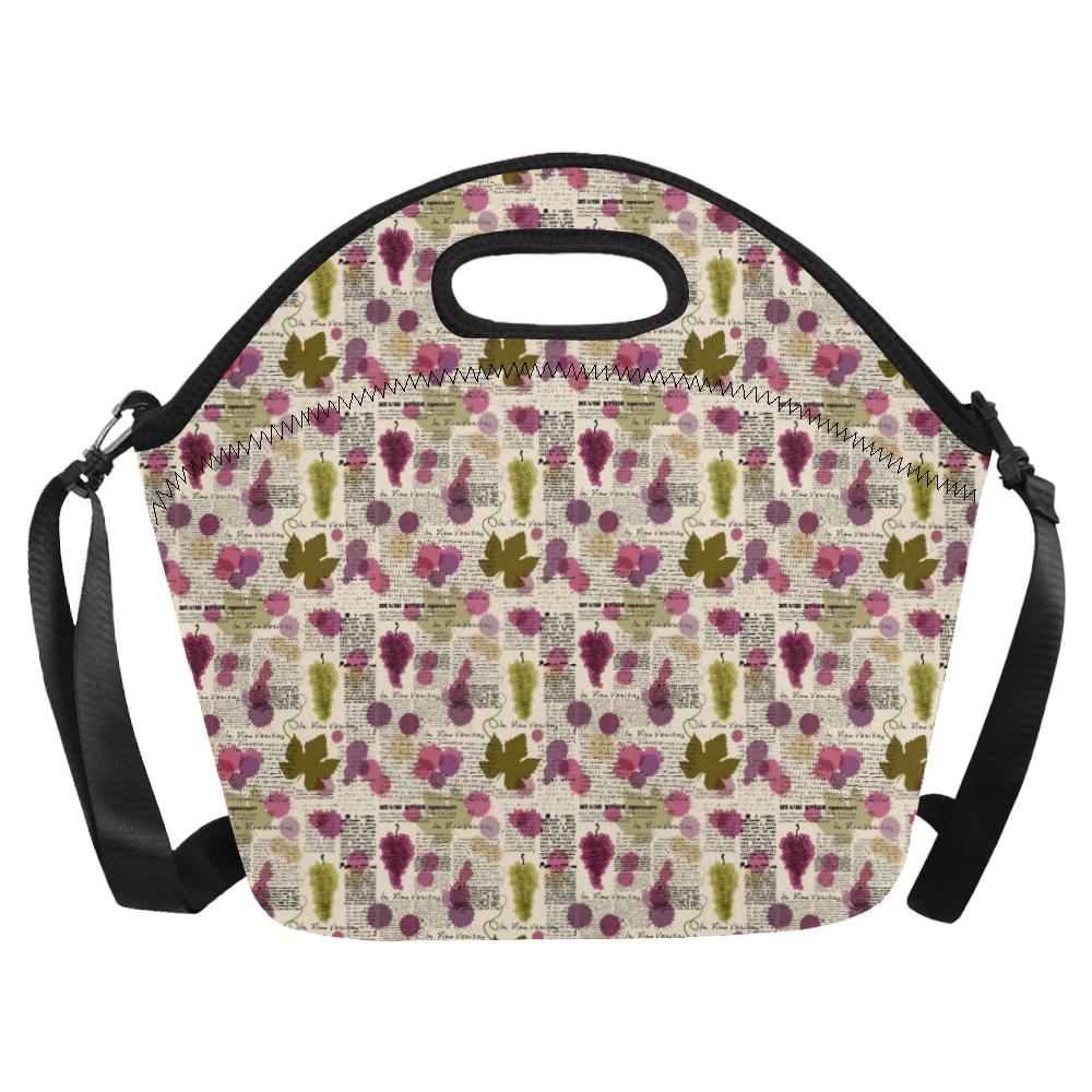 Wine Style Design Print Neoprene Lunch Bag (Model 1669)(Large)-JTAMIGO.COM