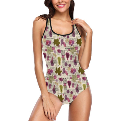 Wine Style Design Print One Piece Swimsuit-JTAMIGO.COM