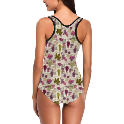 Wine Style Design Print One Piece Swimsuit-JTAMIGO.COM