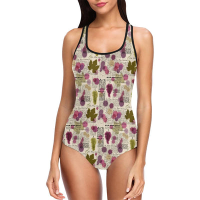 Wine Style Design Print One Piece Swimsuit-JTAMIGO.COM