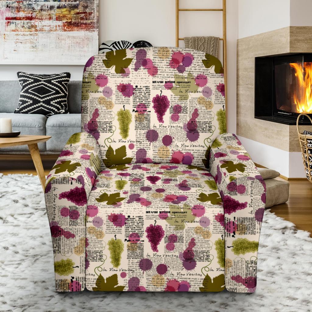 Wine Style Design Print Single Sofa Slipcover -JTAMIGO.COM
