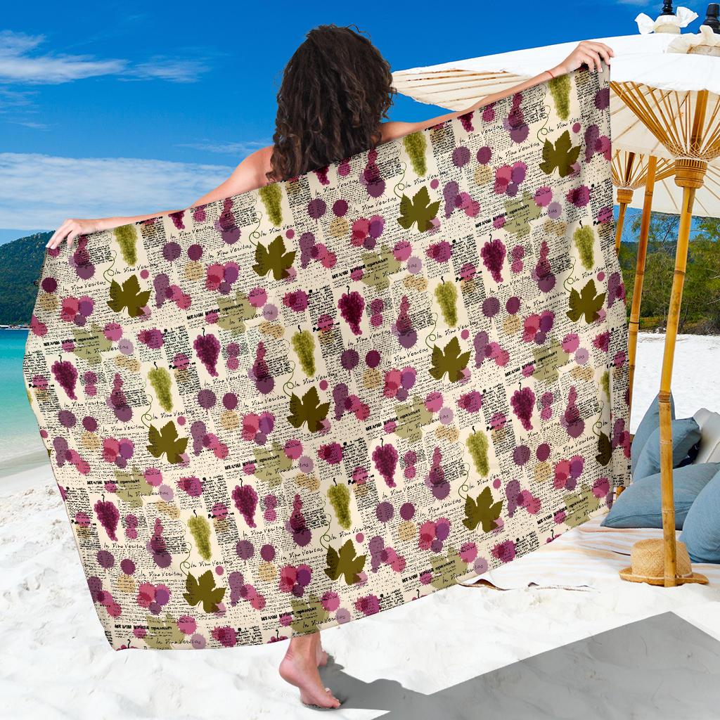 Wine Style Design Print Sarong Pareo Wrap
