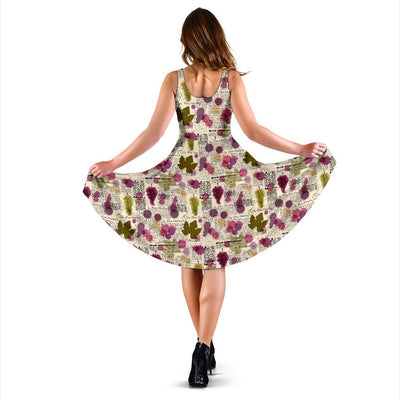 Wine Style Design Print Sleeveless Dress