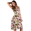 Wine Style Design Print Sleeveless Dress