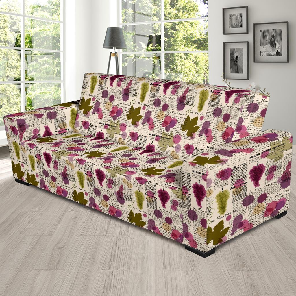 Wine Style Design Print Sofa Slipcover-JTAMIGO.COM