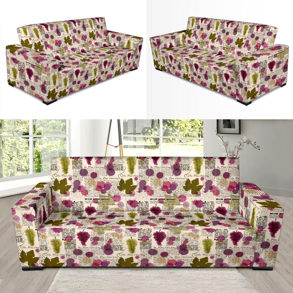 Wine Style Design Print Sofa Slipcover-JTAMIGO.COM