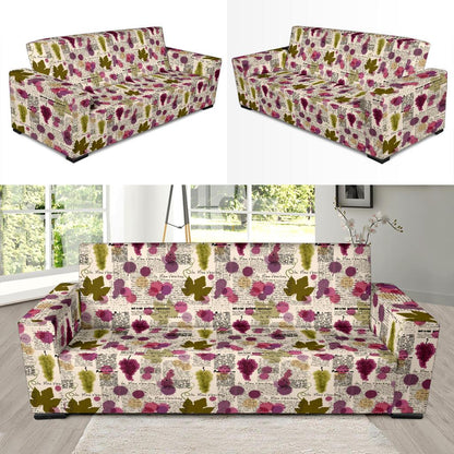Wine Style Design Print Sofa Slipcover-JTAMIGO.COM