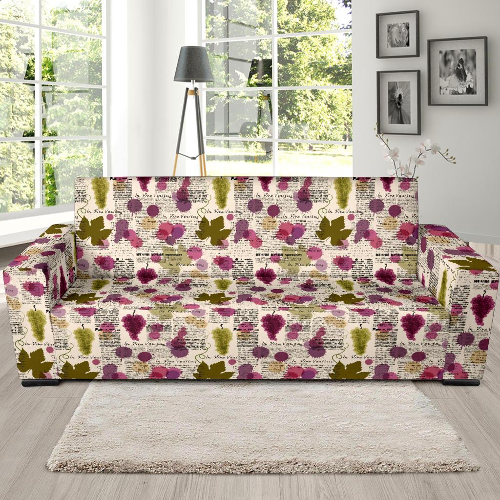Wine Style Design Print Sofa Slipcover-JTAMIGO.COM