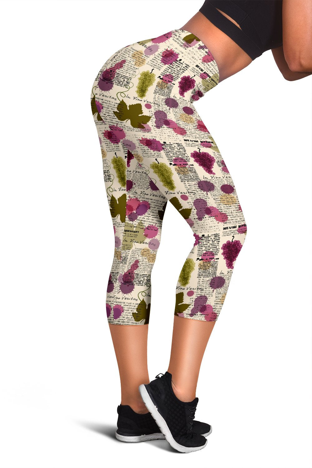 Wine Style Design Print Women Capris