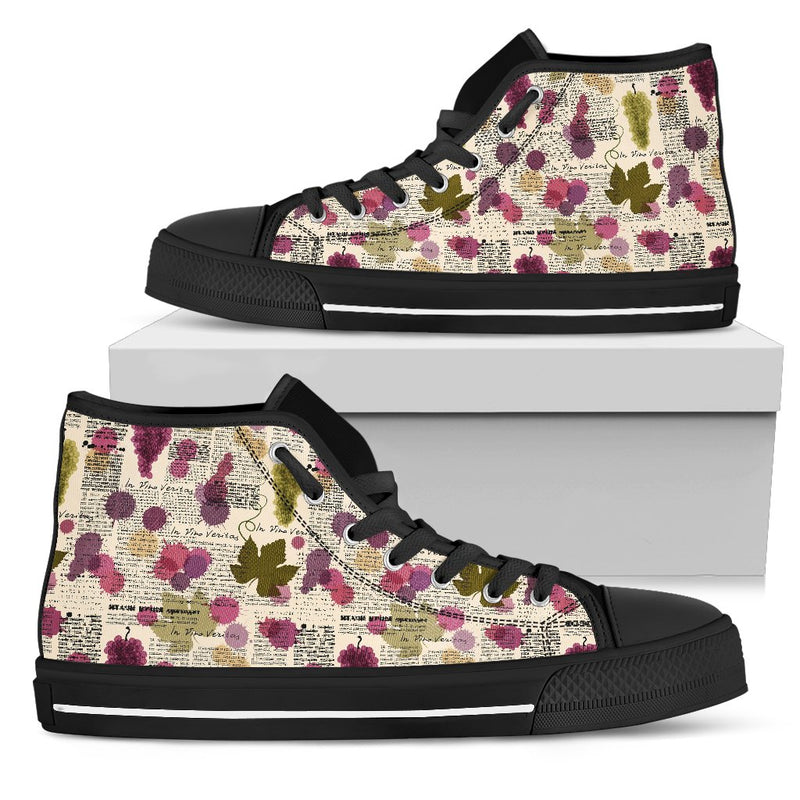Wine Style Design Print Women High Top Shoes