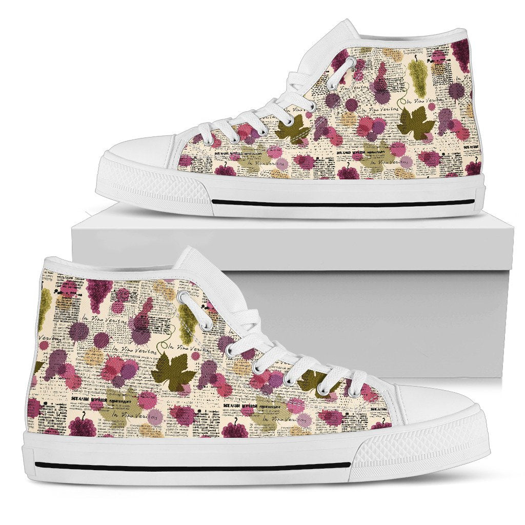 Wine Style Design Print Women High Top Shoes