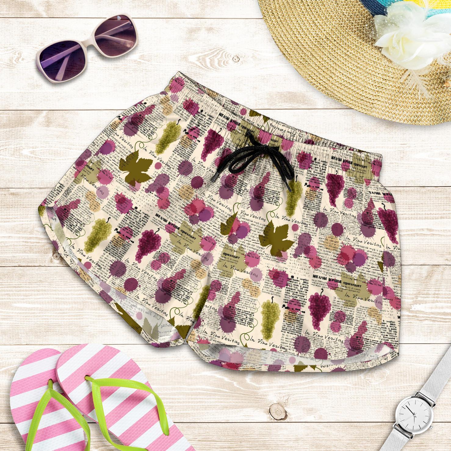 Wine Style Design Print Women Shorts-JTAMIGO.COM