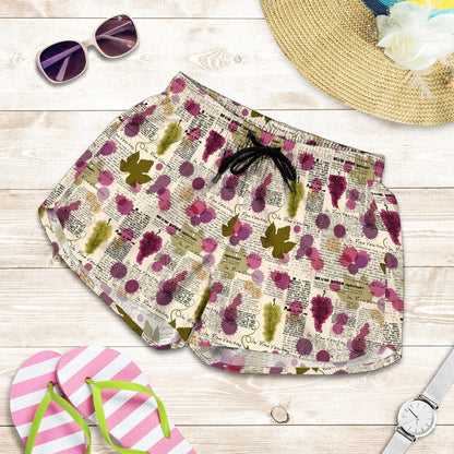 Wine Style Design Print Women Shorts-JTAMIGO.COM