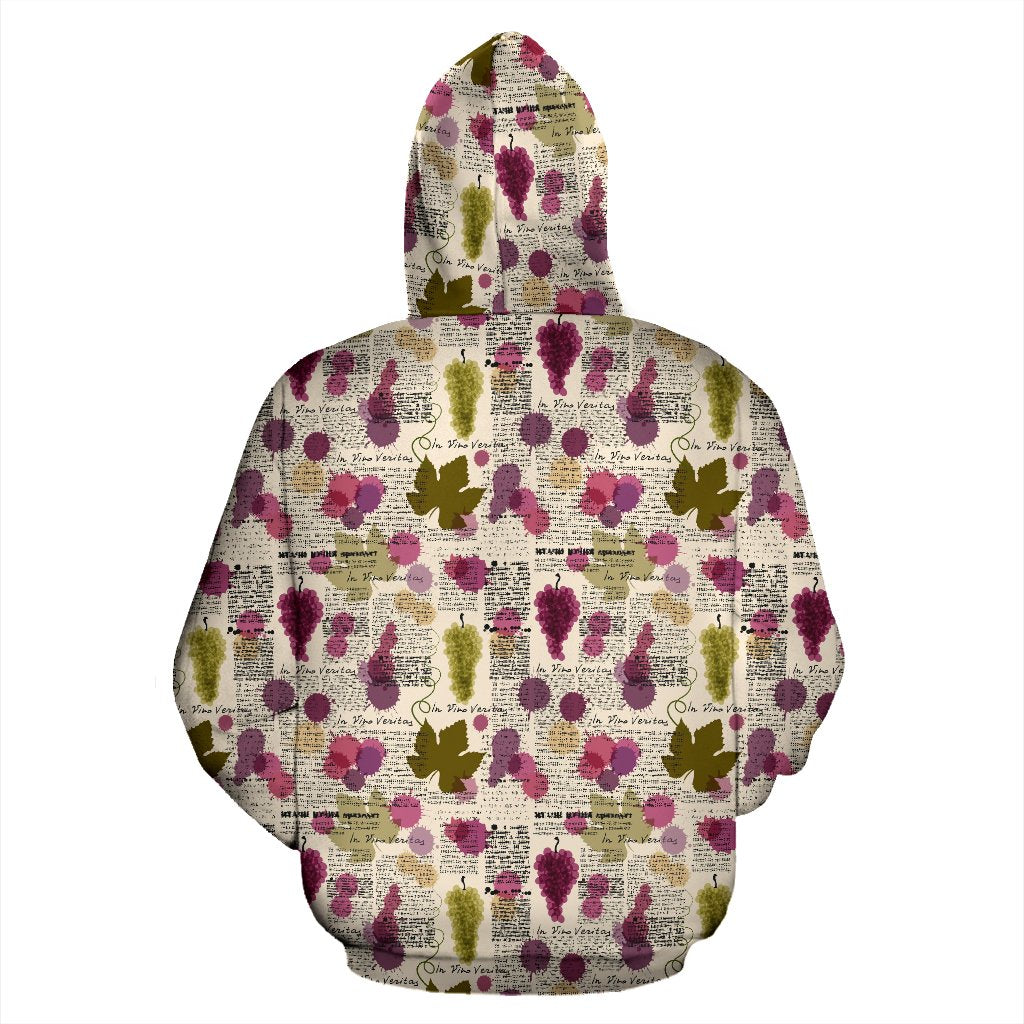 Wine Style Design Print Zip Up Hoodie