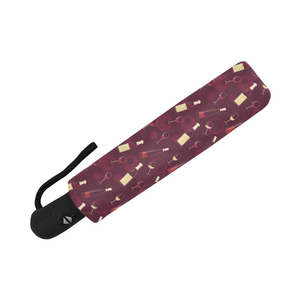 Wine Themed Pattern Print Automatic Foldable Umbrella