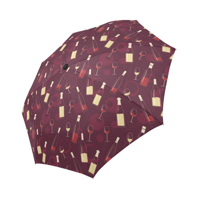 Wine Themed Pattern Print Automatic Foldable Umbrella
