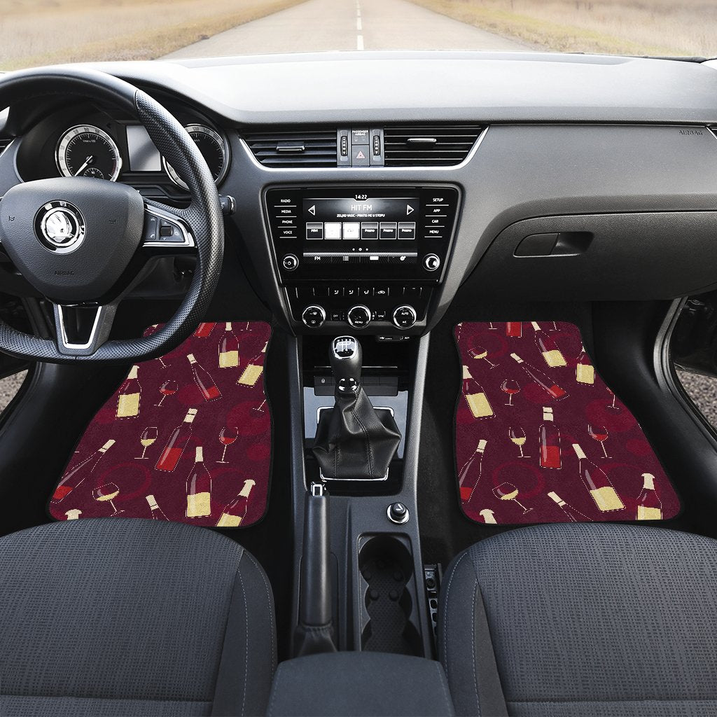 Wine Themed Pattern Print Car Floor Mats