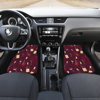 Wine Themed Pattern Print Car Floor Mats