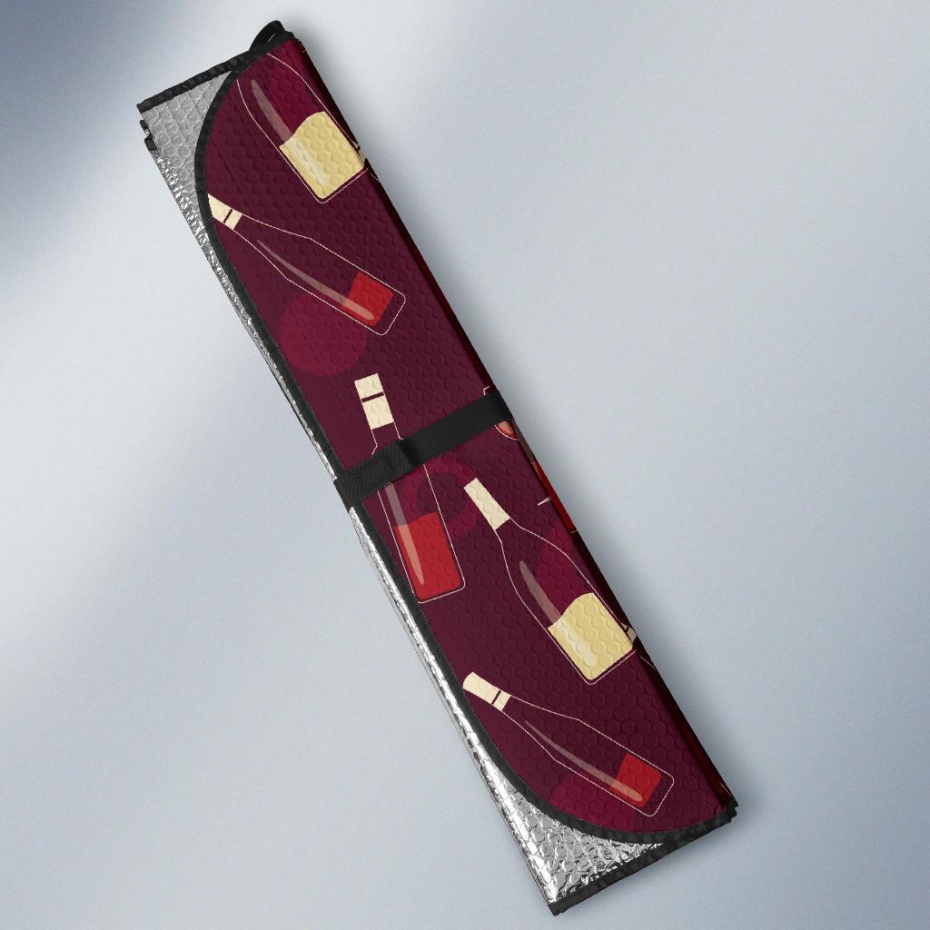 Wine Themed Pattern Print Car Sun Shade For Windshield