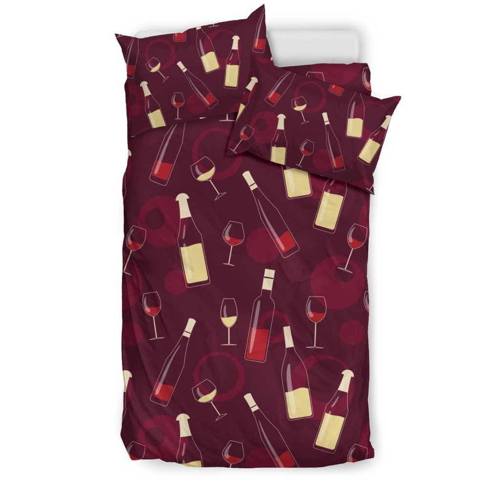 Wine Themed Pattern Print Duvet Cover Bedding Set