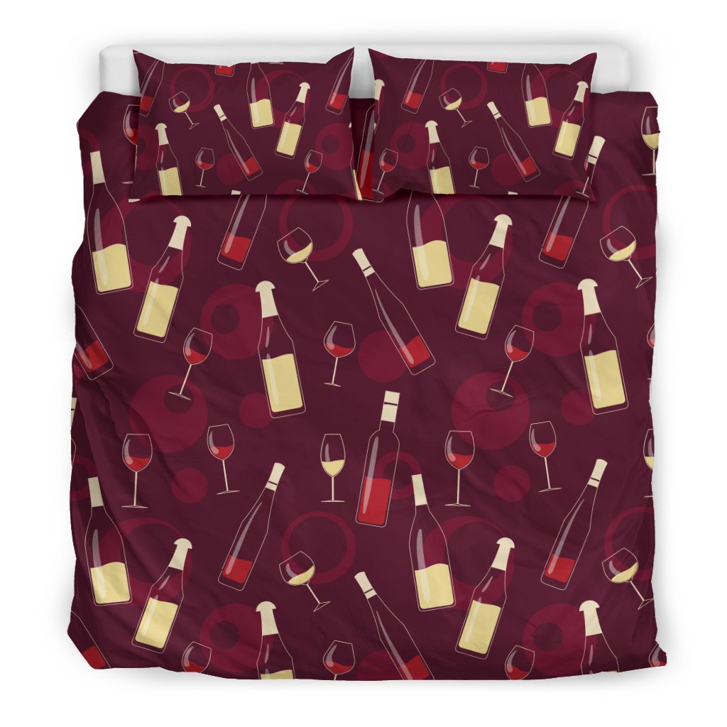 Wine Themed Pattern Print Duvet Cover Bedding Set