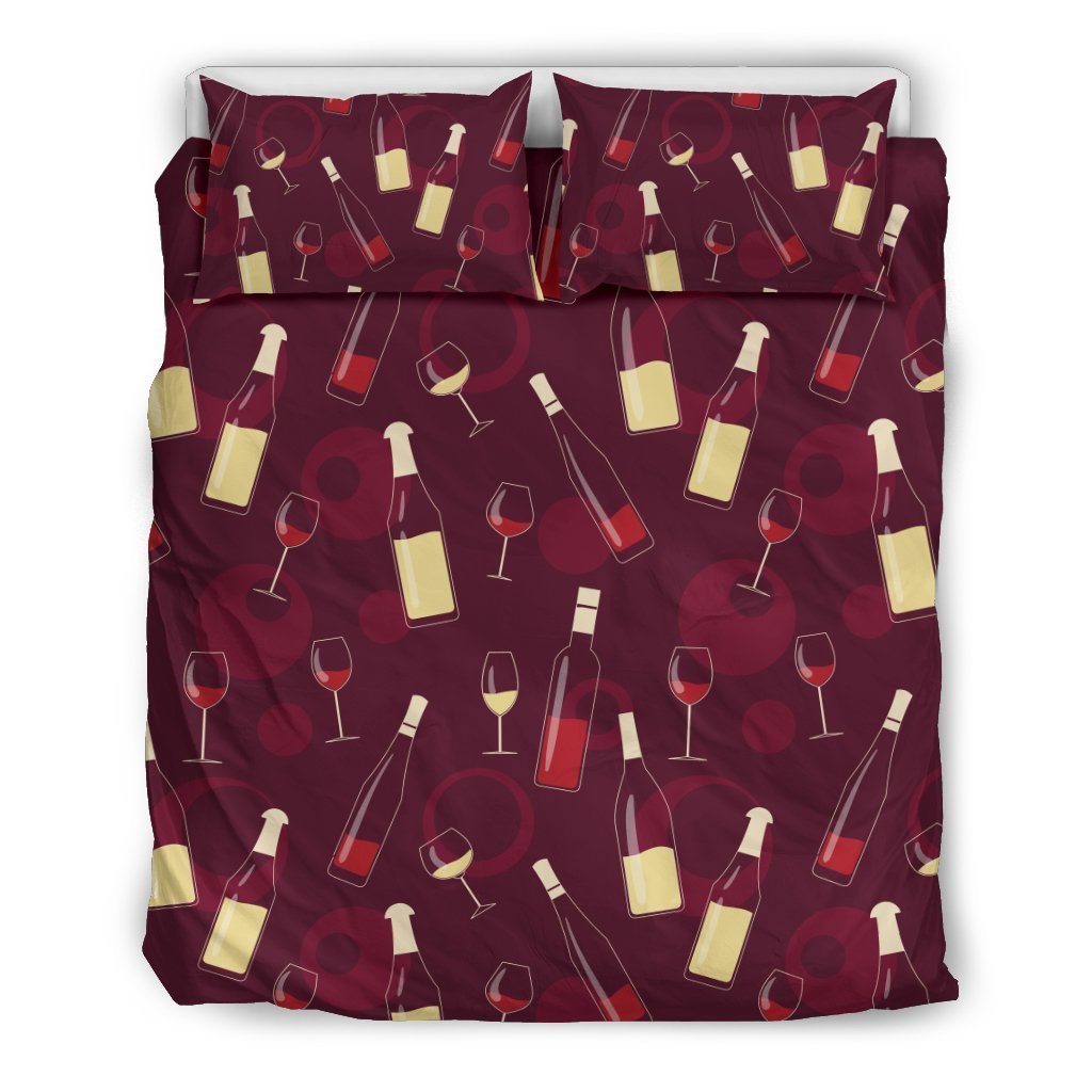 Wine Themed Pattern Print Duvet Cover Bedding Set