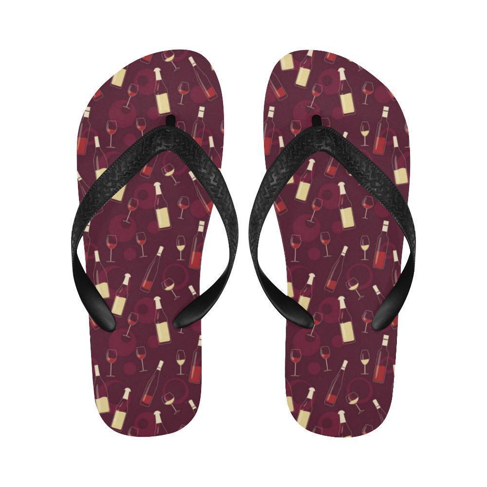 Wine Themed Pattern Print Flip Flops-JTAMIGO.COM