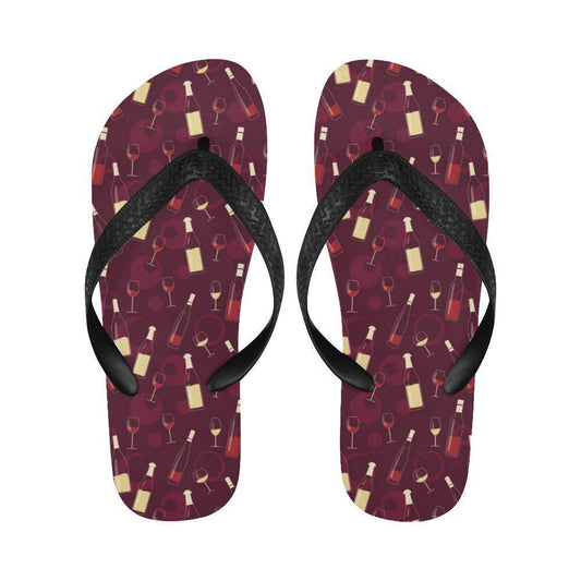 Wine Themed Pattern Print Flip Flops-JTAMIGO.COM