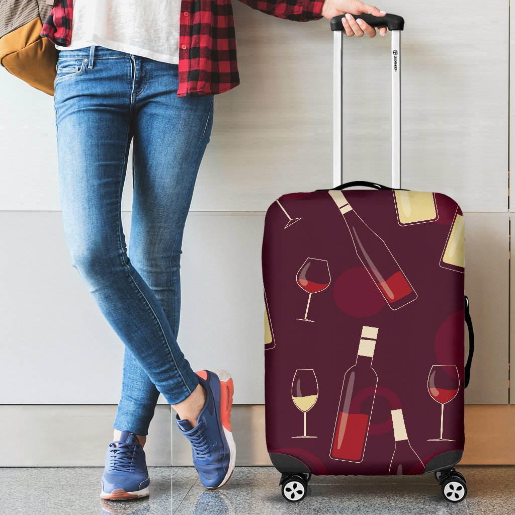 Wine Themed Pattern Print Luggage Cover Protector
