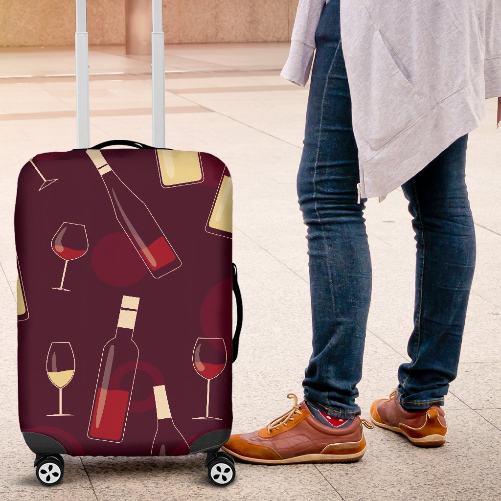 Wine Themed Pattern Print Luggage Cover Protector