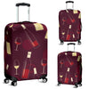 Wine Themed Pattern Print Luggage Cover Protector