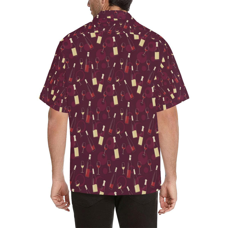 Wine Themed Pattern Print Men Aloha Hawaiian Shirt