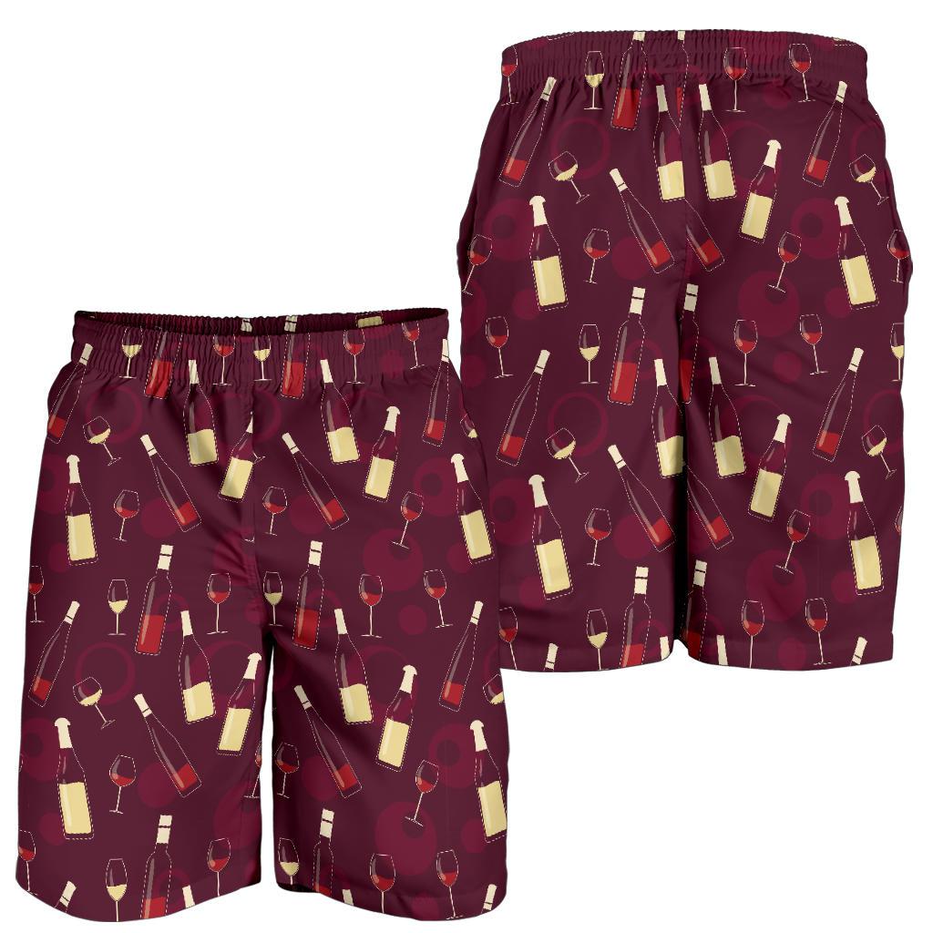 Wine Themed Pattern Print Mens Shorts-JTAMIGO.COM