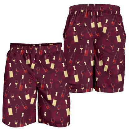 Wine Themed Pattern Print Mens Shorts-JTAMIGO.COM