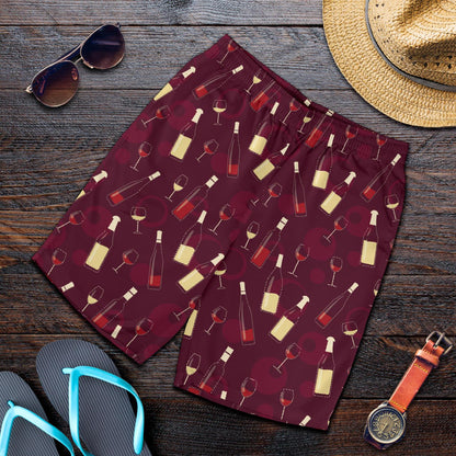 Wine Themed Pattern Print Mens Shorts-JTAMIGO.COM