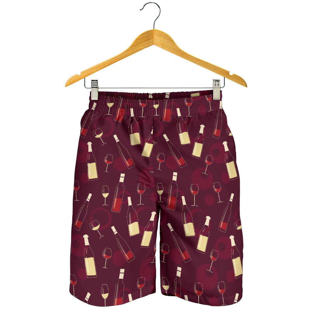 Wine Themed Pattern Print Mens Shorts-JTAMIGO.COM