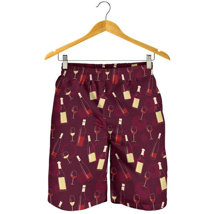 Wine Themed Pattern Print Mens Shorts-JTAMIGO.COM