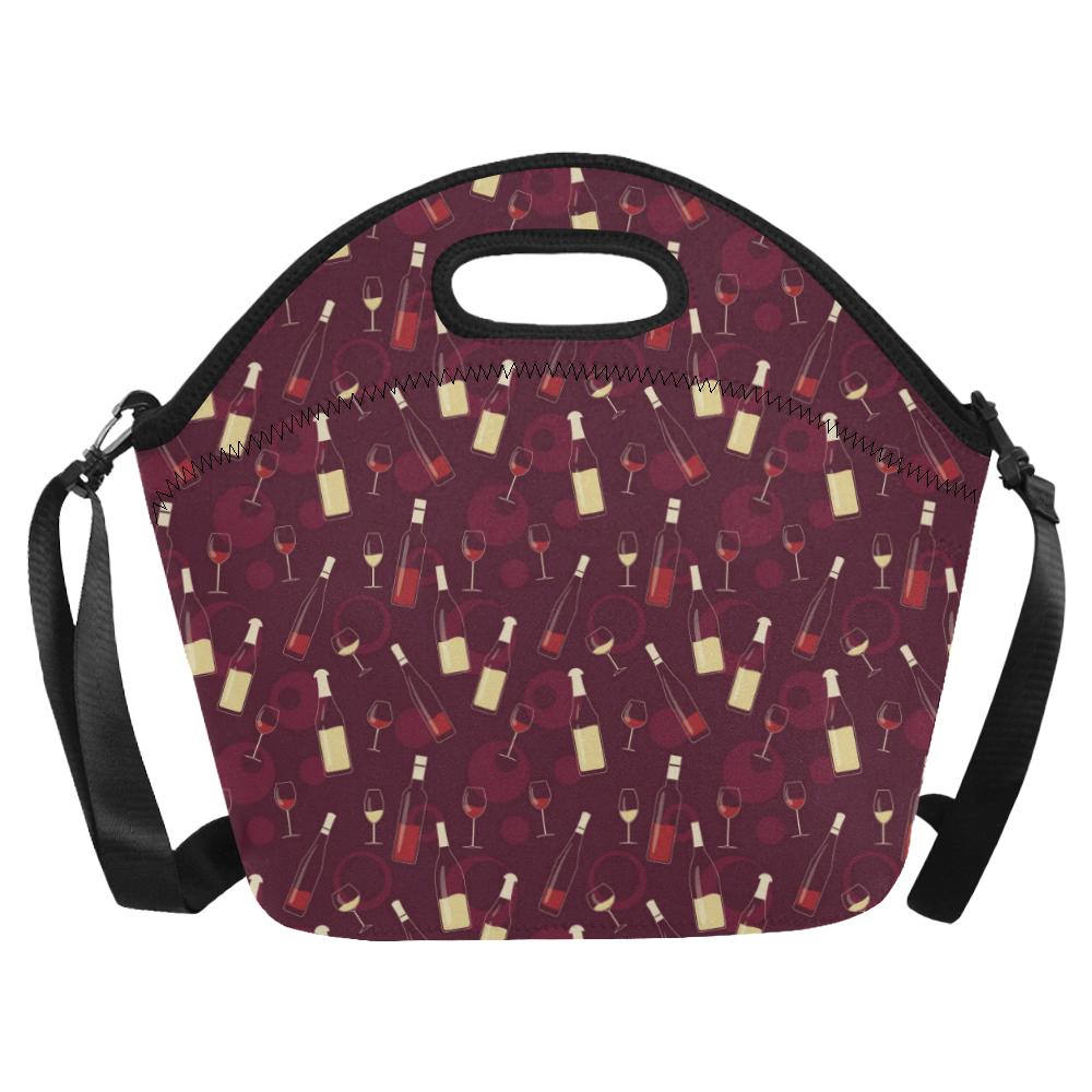 Wine Themed Pattern Print Neoprene Lunch Bag (Model 1669)(Large)-JTAMIGO.COM