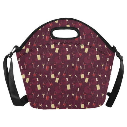 Wine Themed Pattern Print Neoprene Lunch Bag (Model 1669)(Large)-JTAMIGO.COM