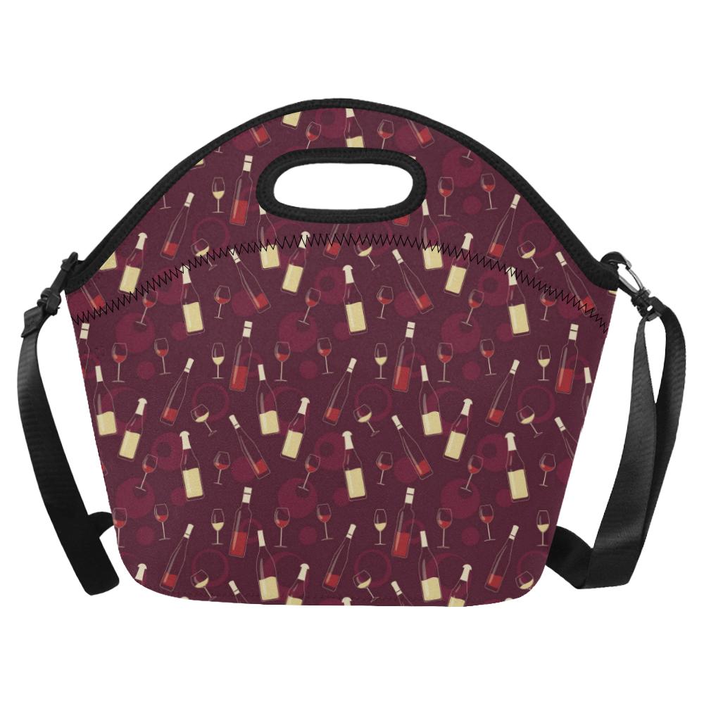 Wine Themed Pattern Print Neoprene Lunch Bag (Model 1669)(Large)-JTAMIGO.COM