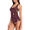 Wine Themed Pattern Print One Piece Swimsuit-JTAMIGO.COM